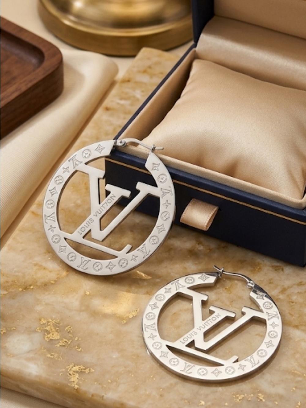 Silver Monogram Circle Hoop Earrings